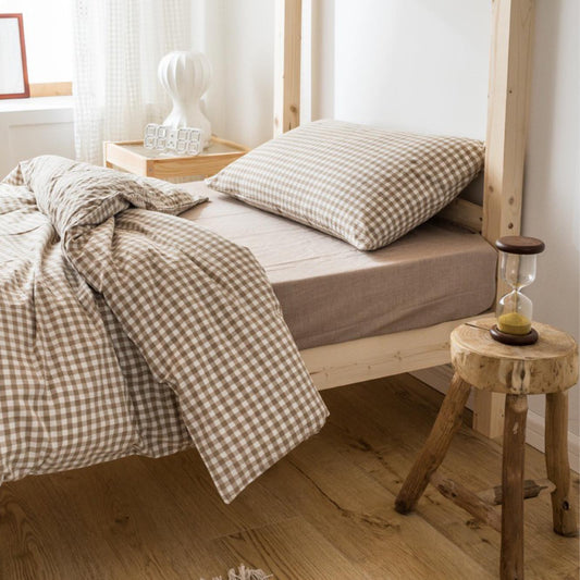 MilkTea Checker Bedding Set (3 colors)-Textiles- A Bit Sleepy | Homedecor Concept Store