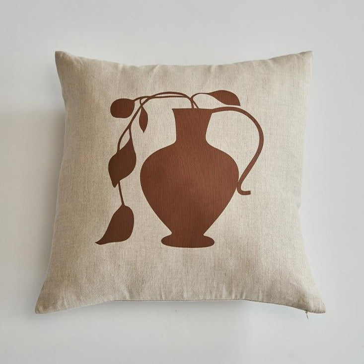 Momo - Embroidery Linen Throw Pillow-Textiles- A Bit Sleepy | Homedecor Concept Store