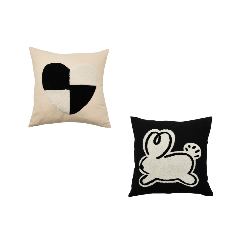 Momo - Rabbit Love Cotton Tufted Stitch Throw Pillow-Textiles- A Bit Sleepy | Homedecor Concept Store