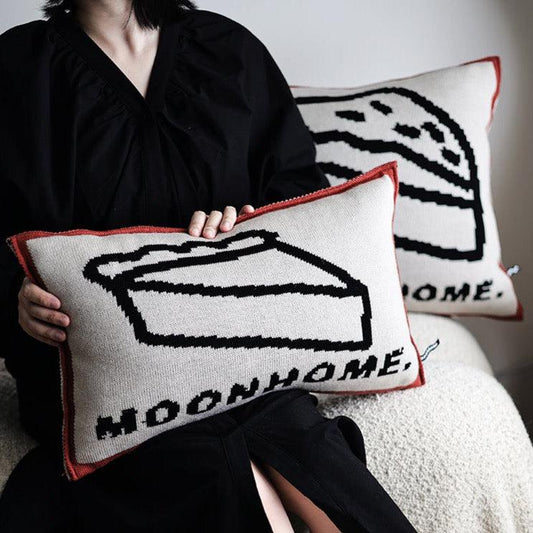 Moon - Cream Chestnut Cake Knitted Throw Pillow-Textiles- A Bit Sleepy | Homedecor Concept Store