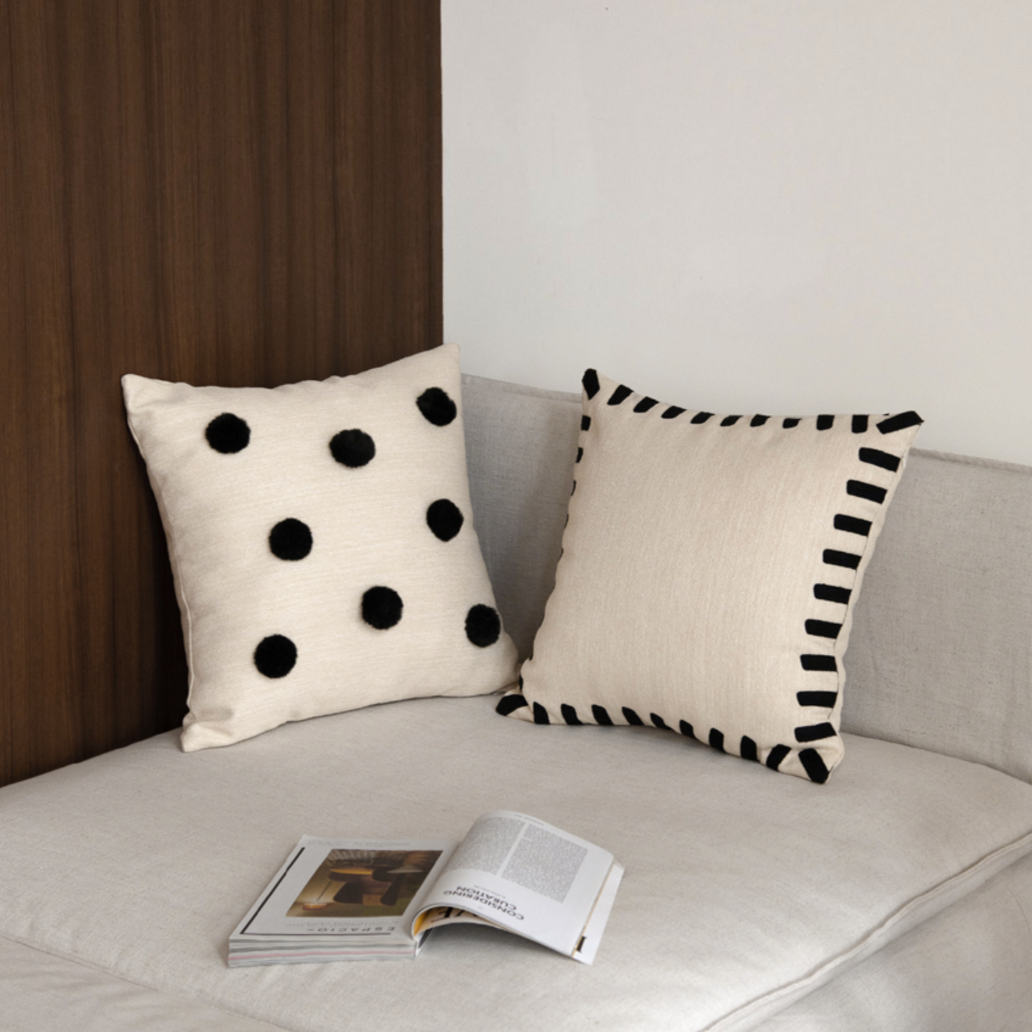 More - Mono Nordic Cream Cushion Throw Pillow Series-Furnishings- A Bit Sleepy | Homedecor Concept Store