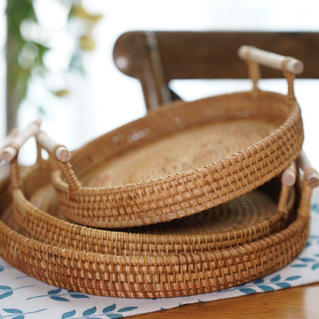 Hand-woven Rattan Serving Tray (with blotting papers)-Kitchenware- A Bit Sleepy | Homedecor Concept Store