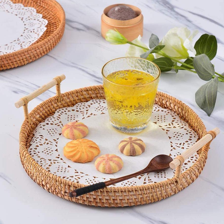 Hand-woven Rattan Serving Tray (with blotting papers)-Kitchenware- A Bit Sleepy | Homedecor Concept Store