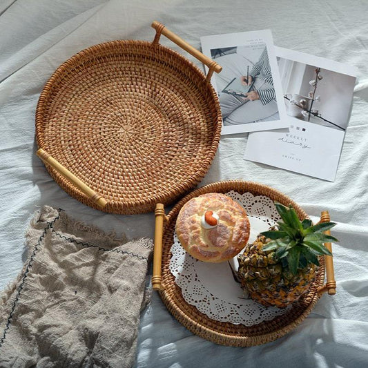 Hand-woven Rattan Serving Tray (with blotting papers)-Kitchenware- A Bit Sleepy | Homedecor Concept Store
