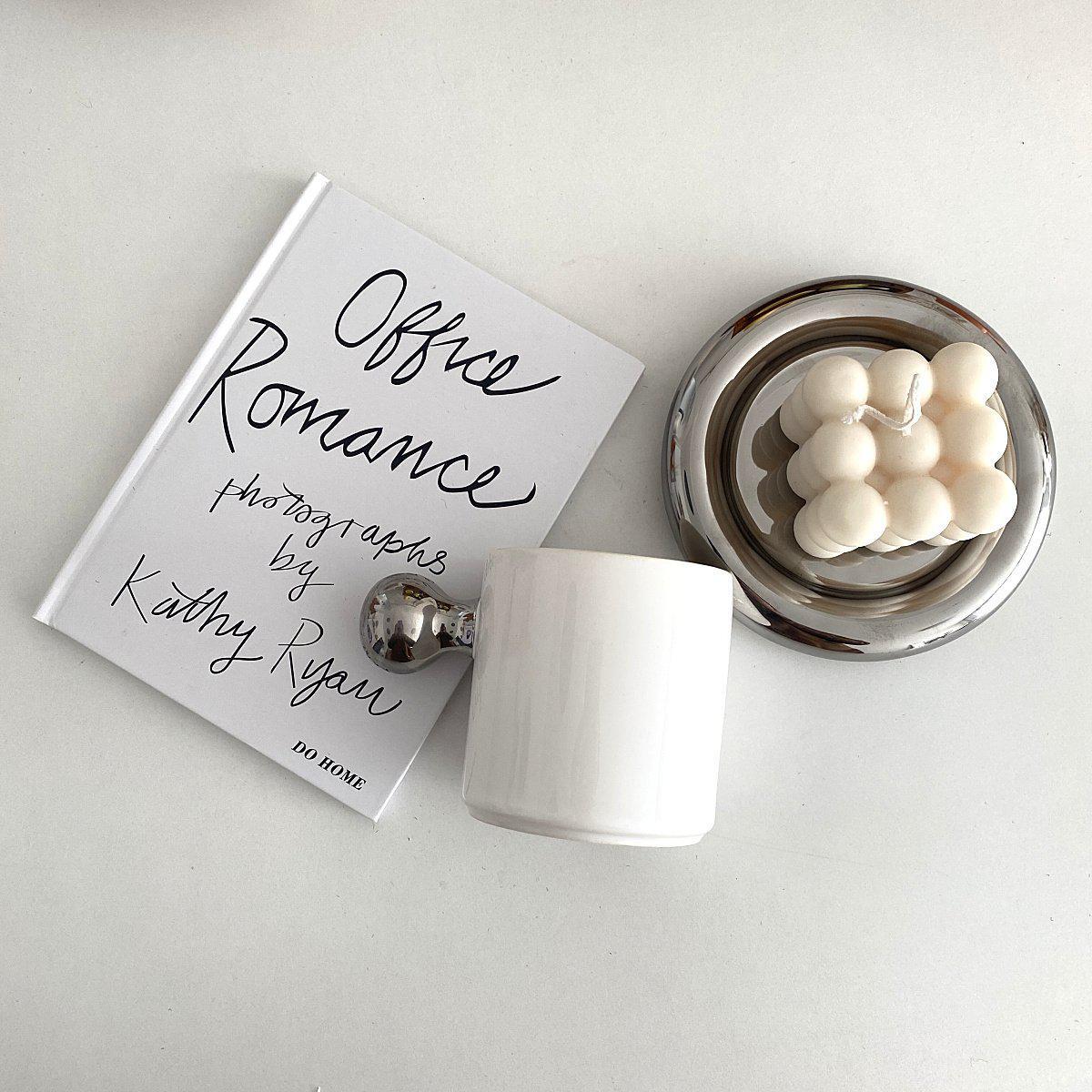 Modern Silver Handle Ceramic Mug-Drinkware- A Bit Sleepy | Homedecor Concept Store
