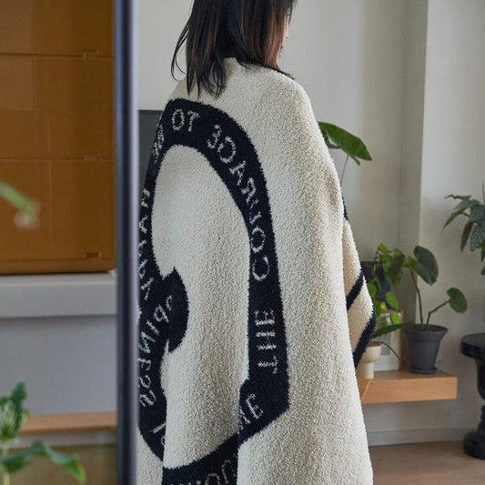 Momo - Big Heart Black and White Fleece Blanket-Textiles- A Bit Sleepy | Homedecor Concept Store