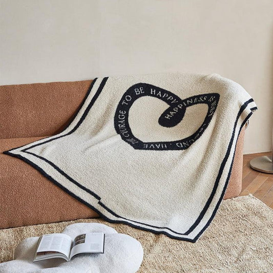 Momo - Big Heart Black and White Fleece Blanket-Textiles- A Bit Sleepy | Homedecor Concept Store