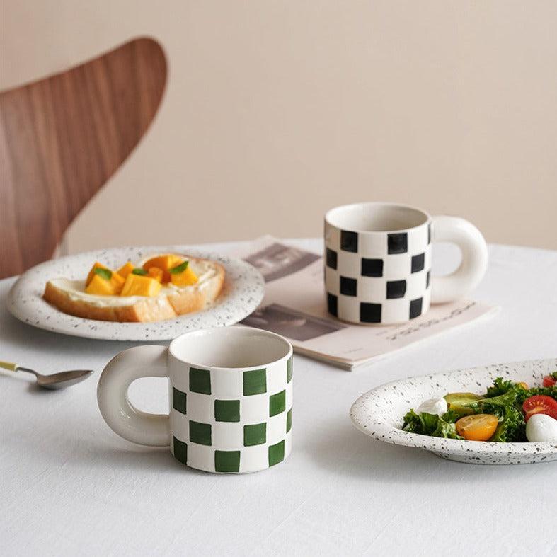 Momo - Checkerboard Ceramic Mug-Drinkware- A Bit Sleepy | Homedecor Concept Store