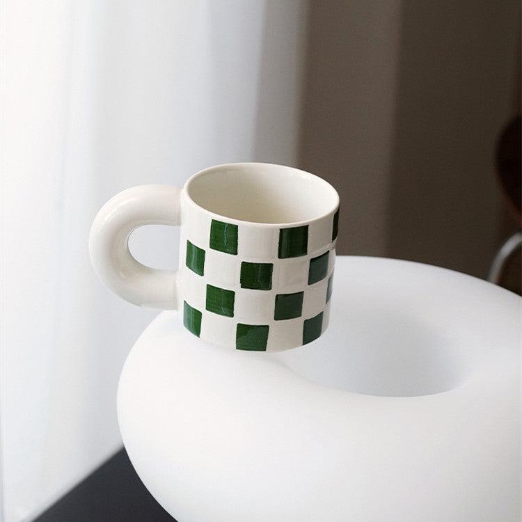 Momo - Checkerboard Ceramic Mug-Drinkware- A Bit Sleepy | Homedecor Concept Store