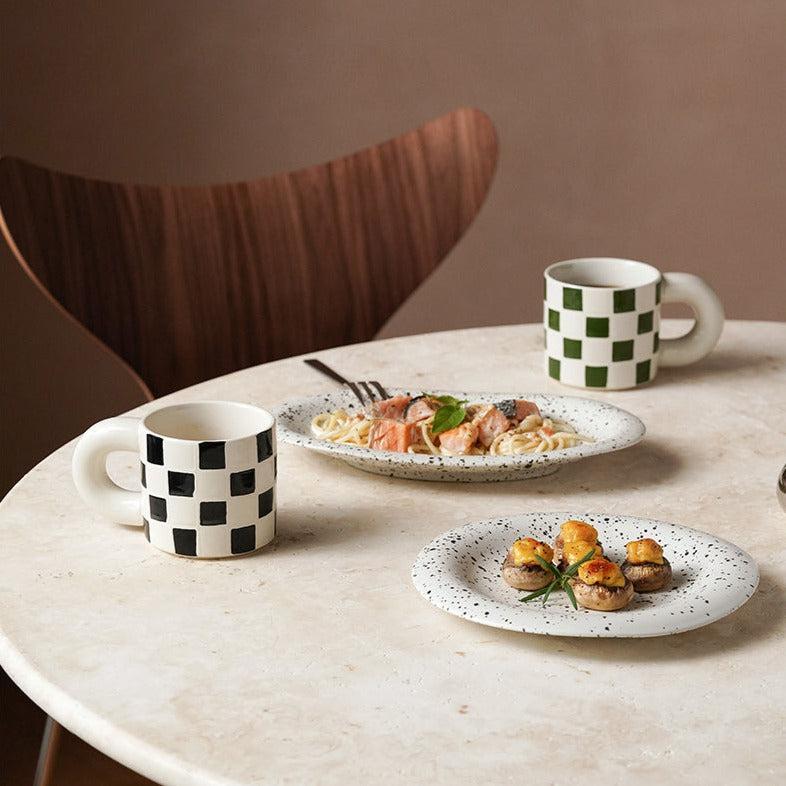 Momo - Checkerboard Ceramic Mug-Drinkware- A Bit Sleepy | Homedecor Concept Store