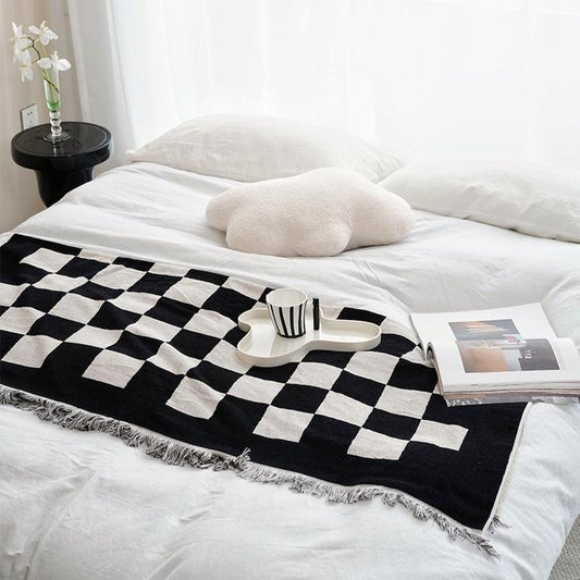 Momo - Checkered Blanket-Textiles- A Bit Sleepy | Homedecor Concept Store