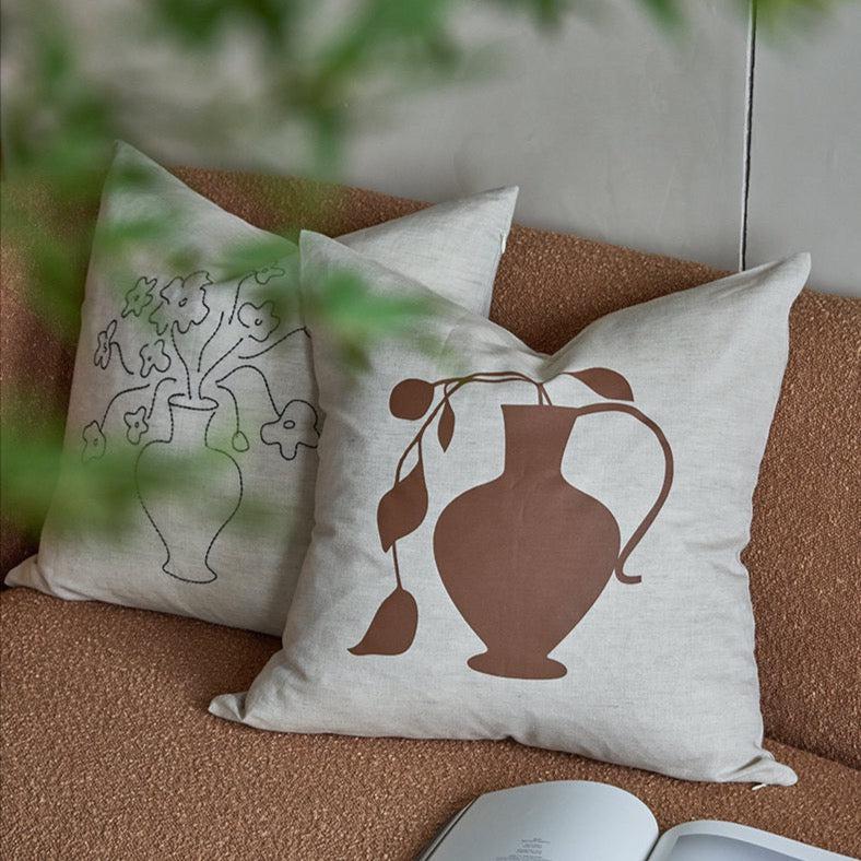 Momo - Embroidery Linen Throw Pillow-Textiles- A Bit Sleepy | Homedecor Concept Store