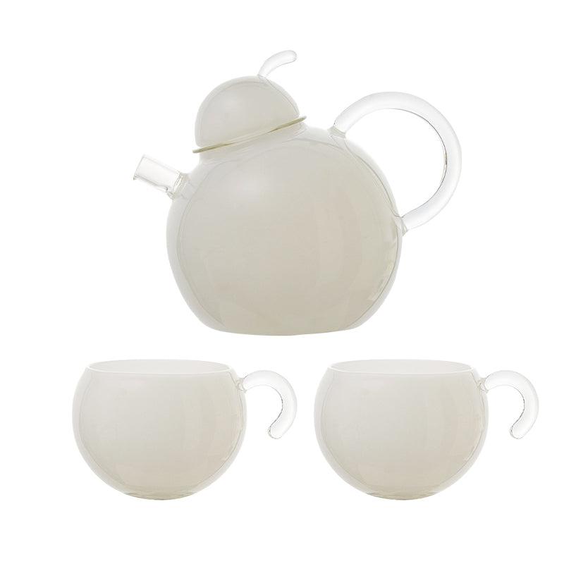 Momo - Fat Pear Round Glass Teapot Set-Drinkware- A Bit Sleepy | Homedecor Concept Store
