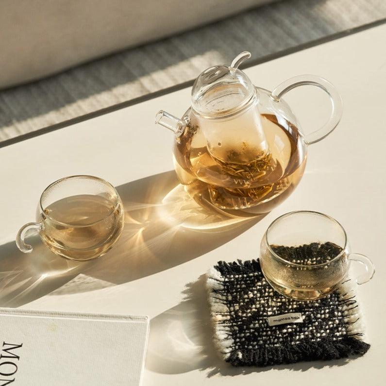 Momo - Fat Pear Round Glass Teapot Set-Drinkware- A Bit Sleepy | Homedecor Concept Store