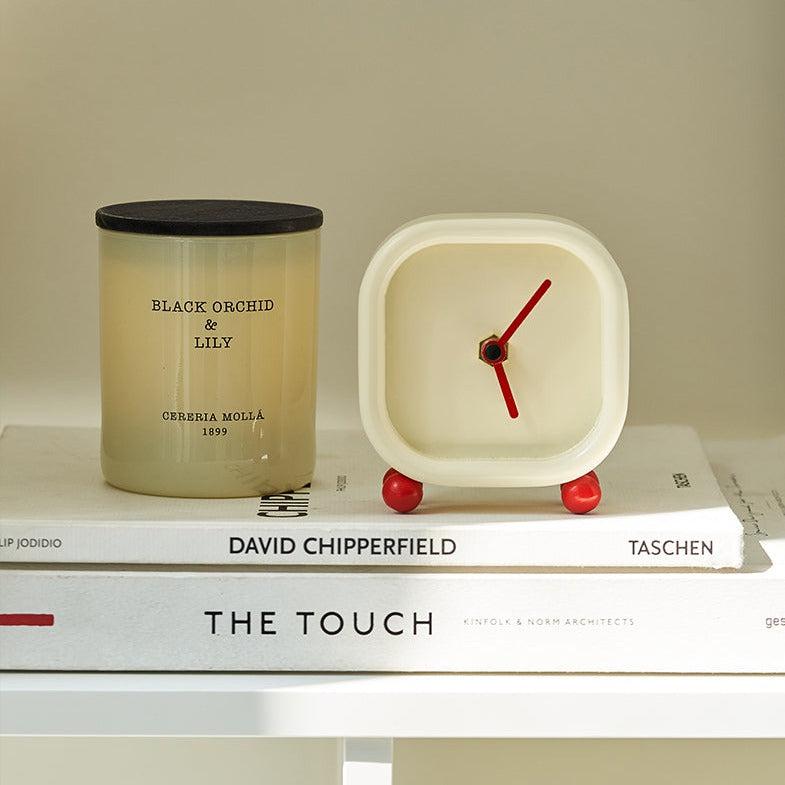 Momo - Mini Cream Plain Wooden Tabletop Clock-Furnishings- A Bit Sleepy | Homedecor Concept Store