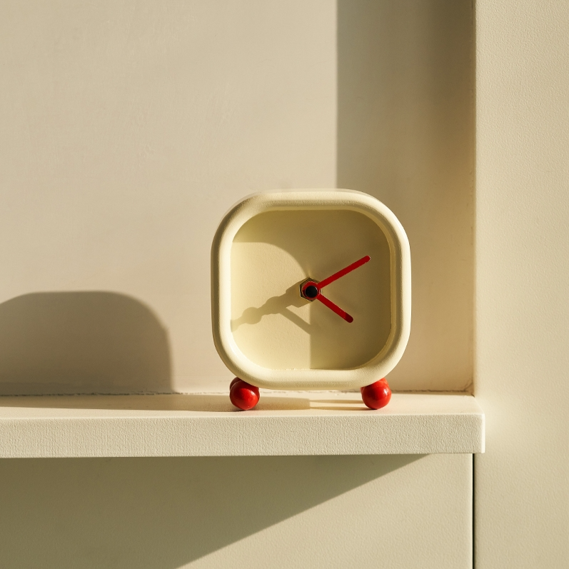 Momo - Mini Cream Plain Wooden Tabletop Clock-Furnishings- A Bit Sleepy | Homedecor Concept Store