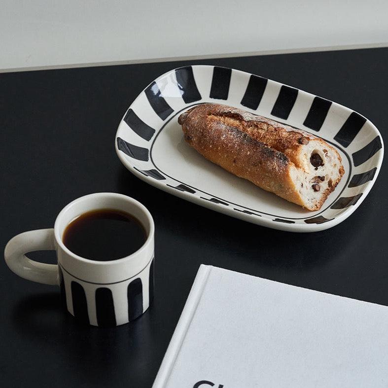 Momo - Vintage Hand-painted Striped Mug Saucer Set-Drinkware- A Bit Sleepy | Homedecor Concept Store