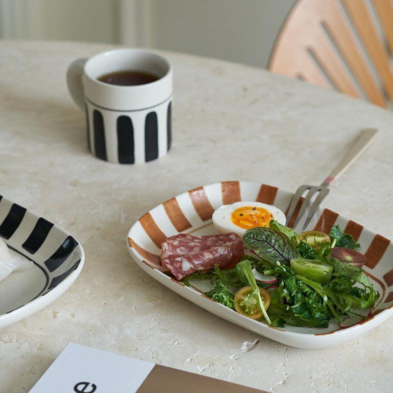 Momo - Vintage Hand-painted Striped Mug Saucer Set-Drinkware- A Bit Sleepy | Homedecor Concept Store