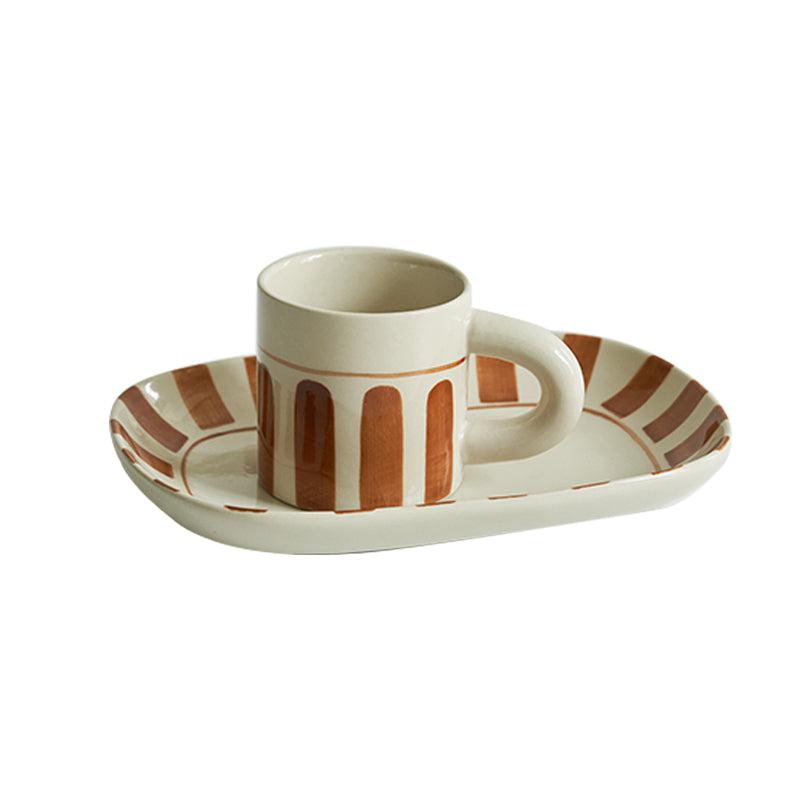 Momo - Vintage Hand-painted Striped Mug Saucer Set-Drinkware- A Bit Sleepy | Homedecor Concept Store