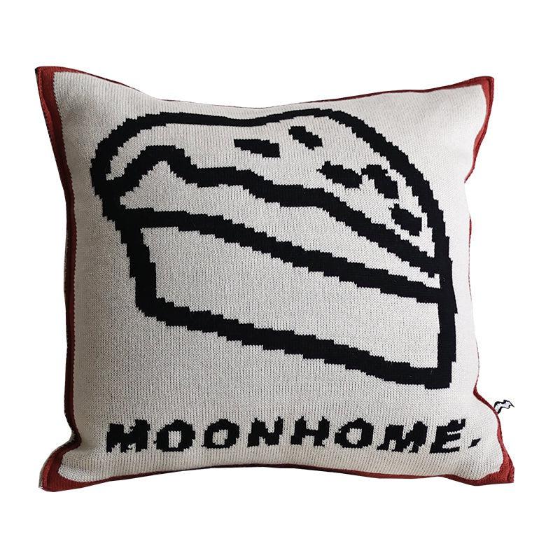 Moon - Cream Chestnut Cake Knitted Throw Pillow-Textiles- A Bit Sleepy | Homedecor Concept Store