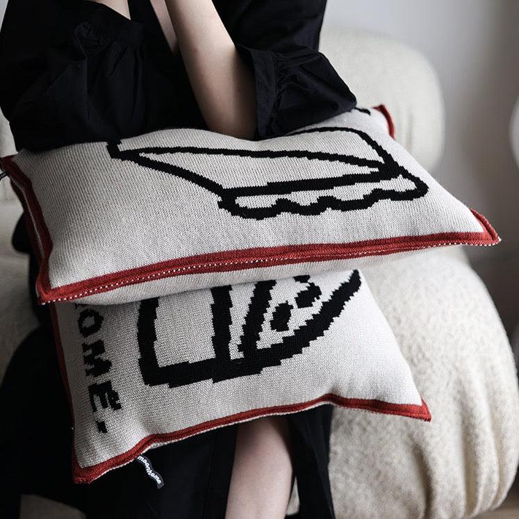 Moon - Cream Chestnut Cake Knitted Throw Pillow-Textiles- A Bit Sleepy | Homedecor Concept Store