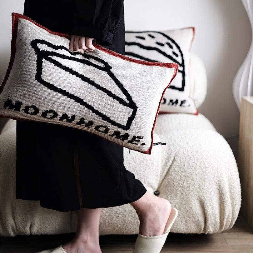 Moon - Cream Chestnut Cake Knitted Throw Pillow-Textiles- A Bit Sleepy | Homedecor Concept Store