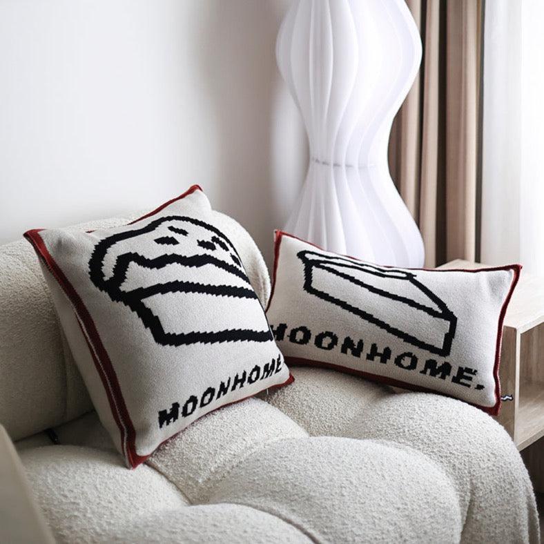 Moon - Cream Chestnut Cake Knitted Throw Pillow-Textiles- A Bit Sleepy | Homedecor Concept Store