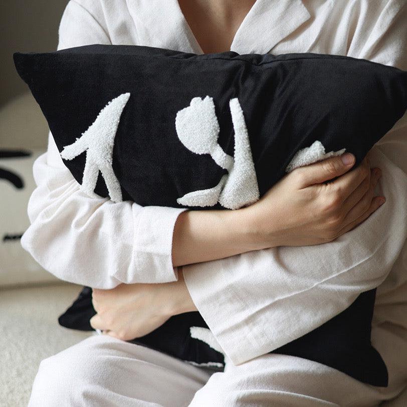 Moon - Daydream Flower Embroidered Throw Pillow-Textiles- A Bit Sleepy | Homedecor Concept Store
