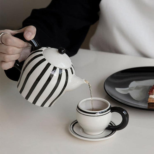More - Ettore Stripes Ceramic Teapot Set-Drinkware- A Bit Sleepy | Homedecor Concept Store