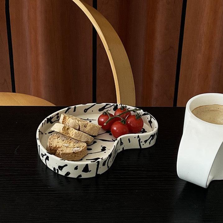 R.F - Plain White Ink Splash Irregular Plate-Drinkware- A Bit Sleepy | Homedecor Concept Store