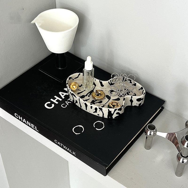 R.F - Plain White Ink Splash Irregular Plate-Drinkware- A Bit Sleepy | Homedecor Concept Store