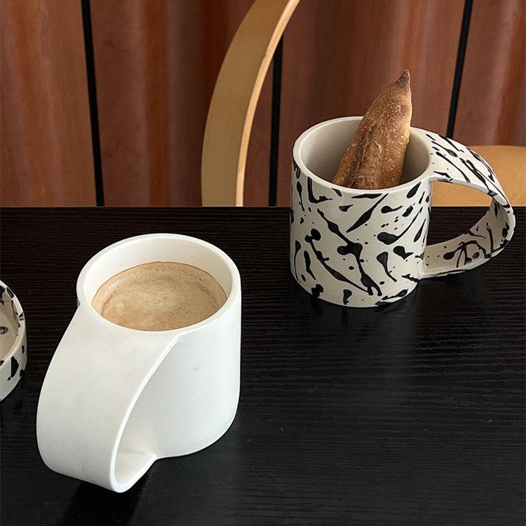R.F - Plain White Ink Splash Wide Handle Mug-Drinkware- A Bit Sleepy | Homedecor Concept Store