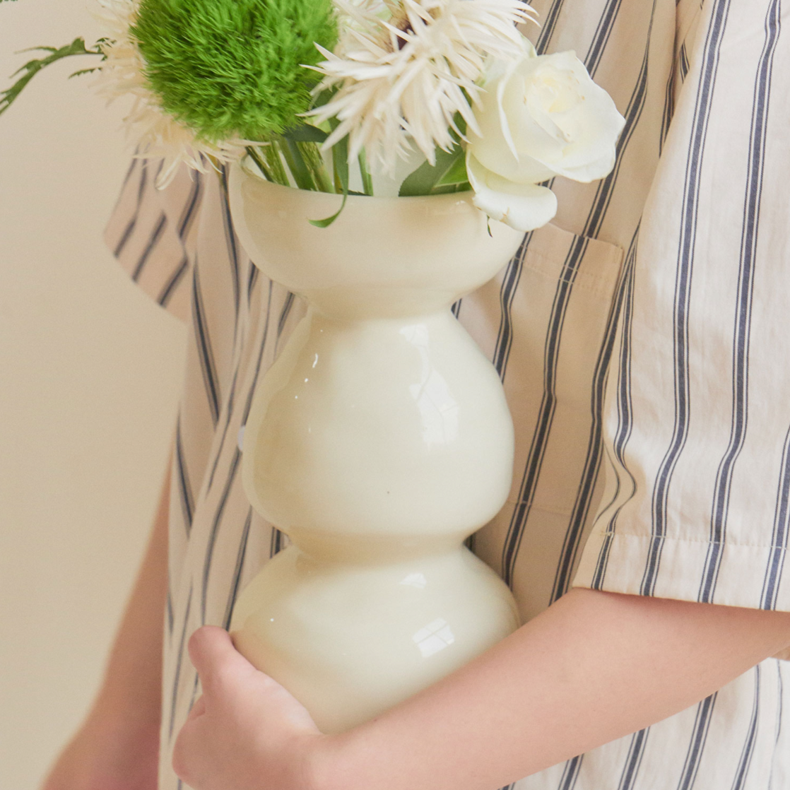 SRM - Cream Wave Handcrafted Ceramic Vase-Furnishings- A Bit Sleepy | Homedecor Concept Store