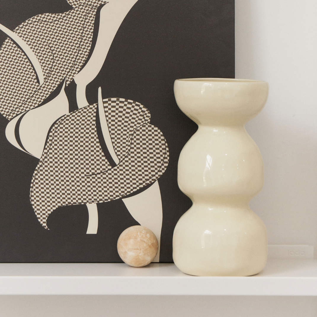 SRM - Cream Wave Handcrafted Ceramic Vase-Furnishings- A Bit Sleepy | Homedecor Concept Store