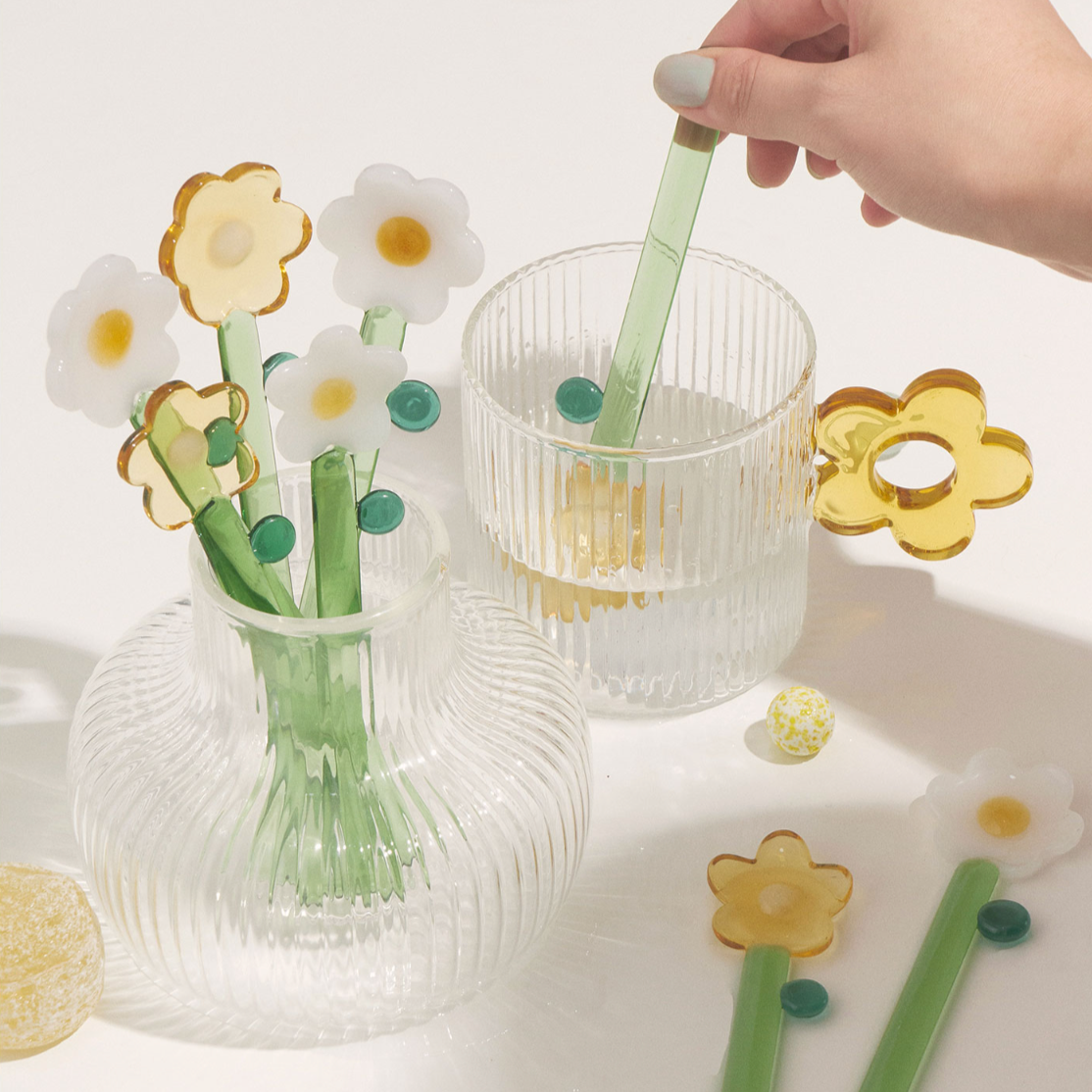 SRM - Handcrafted Stained Glass Flower Stir Spoon-Drinkware- A Bit Sleepy | Homedecor Concept Store