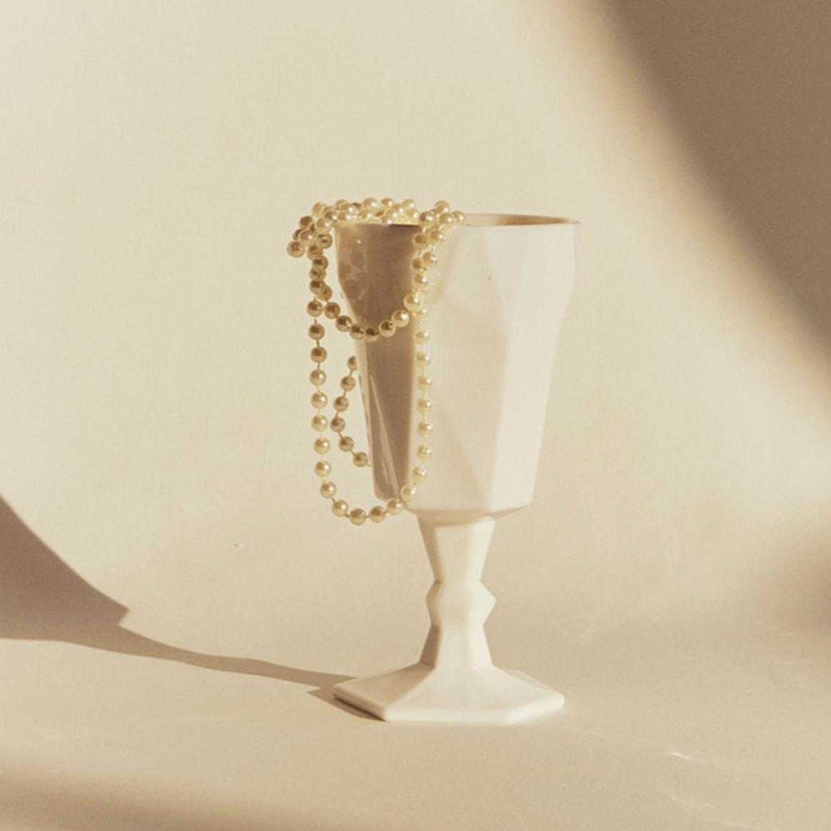 SRM - Midcentury White Jade Sculptured Wine Goblet-Drinkware- A Bit Sleepy | Homedecor Concept Store