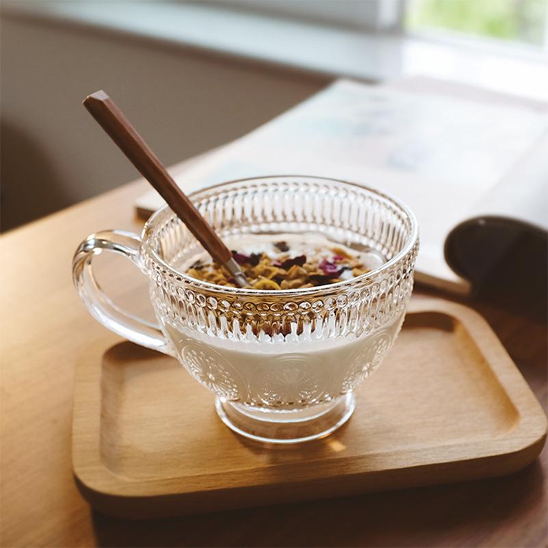 Sunflower Embossed Breakfast Glass Cup-Drinkware- A Bit Sleepy | Homedecor Concept Store