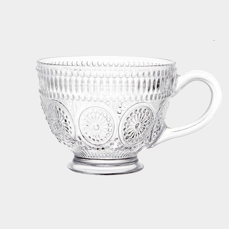 Sunflower Embossed Breakfast Glass Cup-Drinkware- A Bit Sleepy | Homedecor Concept Store