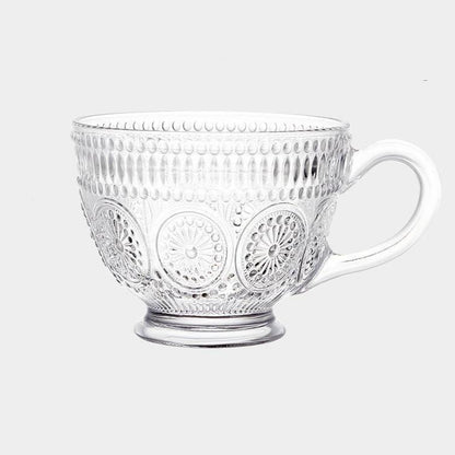 Sunflower Embossed Breakfast Glass Cup-Drinkware- A Bit Sleepy | Homedecor Concept Store