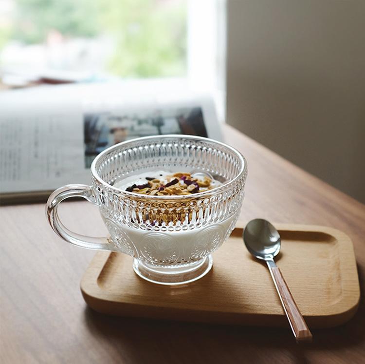 Sunflower Embossed Breakfast Glass Cup-Drinkware- A Bit Sleepy | Homedecor Concept Store